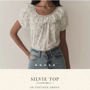 DÔEN Silvie Floral Puff Sleeve Organic Cotton Medium.